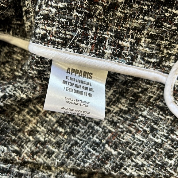 Apparis Misty Tweed shacket Medium black noir shirt jacket eco friendly poly NWT - Picture 14 of 15